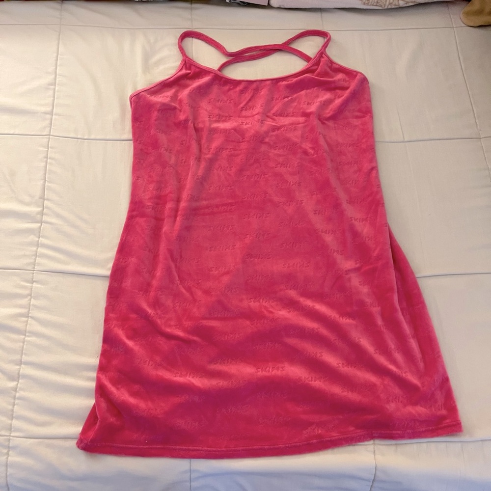 SKIMS VELOUR HOT PINK DRESS